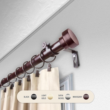 Central Design 1 in. Cover Curtain Rod with 120 to 170 in. Extension, Mahogany 100-37-996
